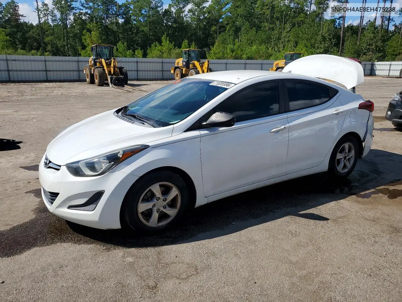 HYUNDAI ELANTRA 2014, VIN 5NPDH4AE8EH475238