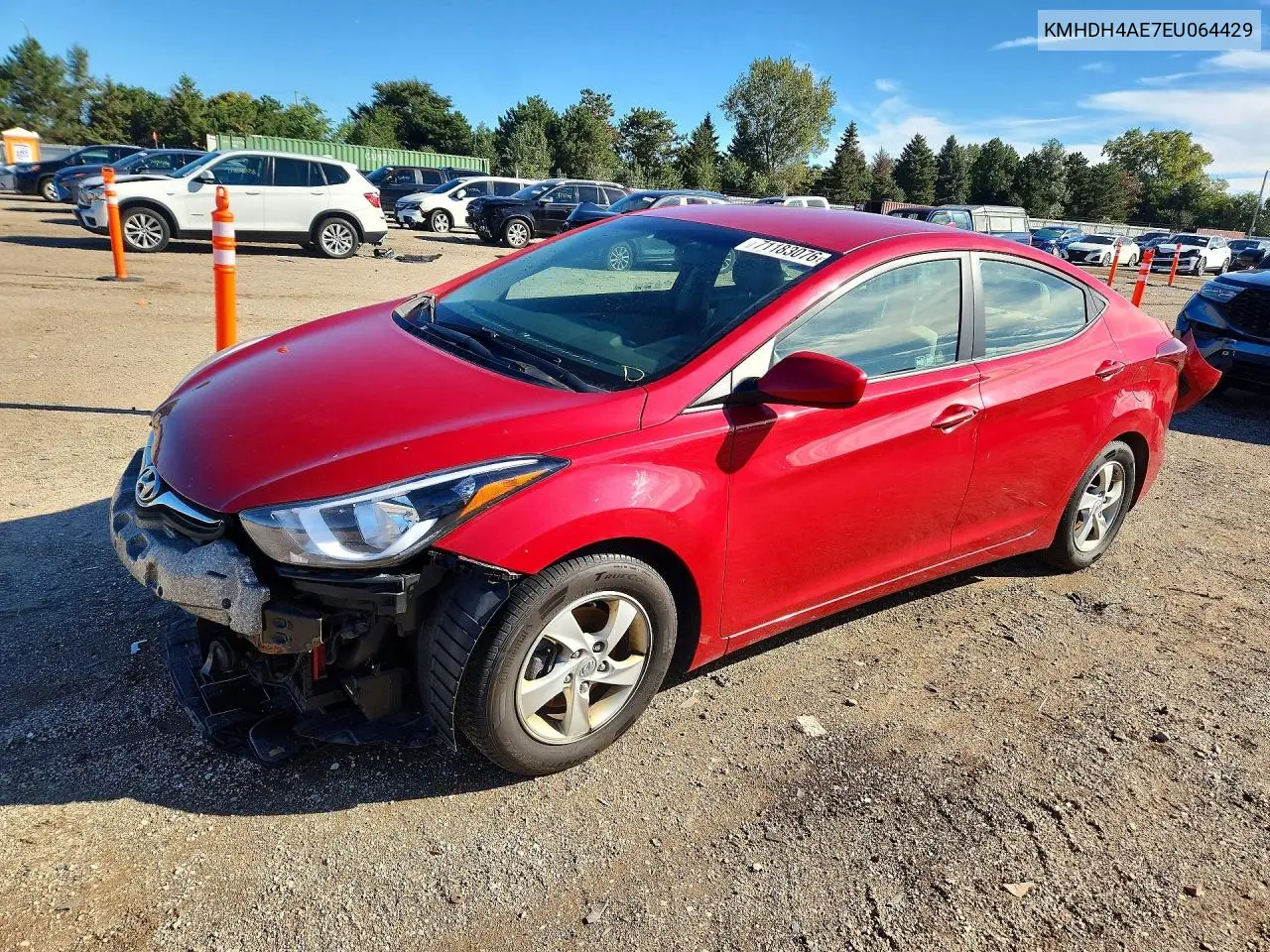 HYUNDAI ELANTRA 2014, VIN KMHDH4AE7EU064429