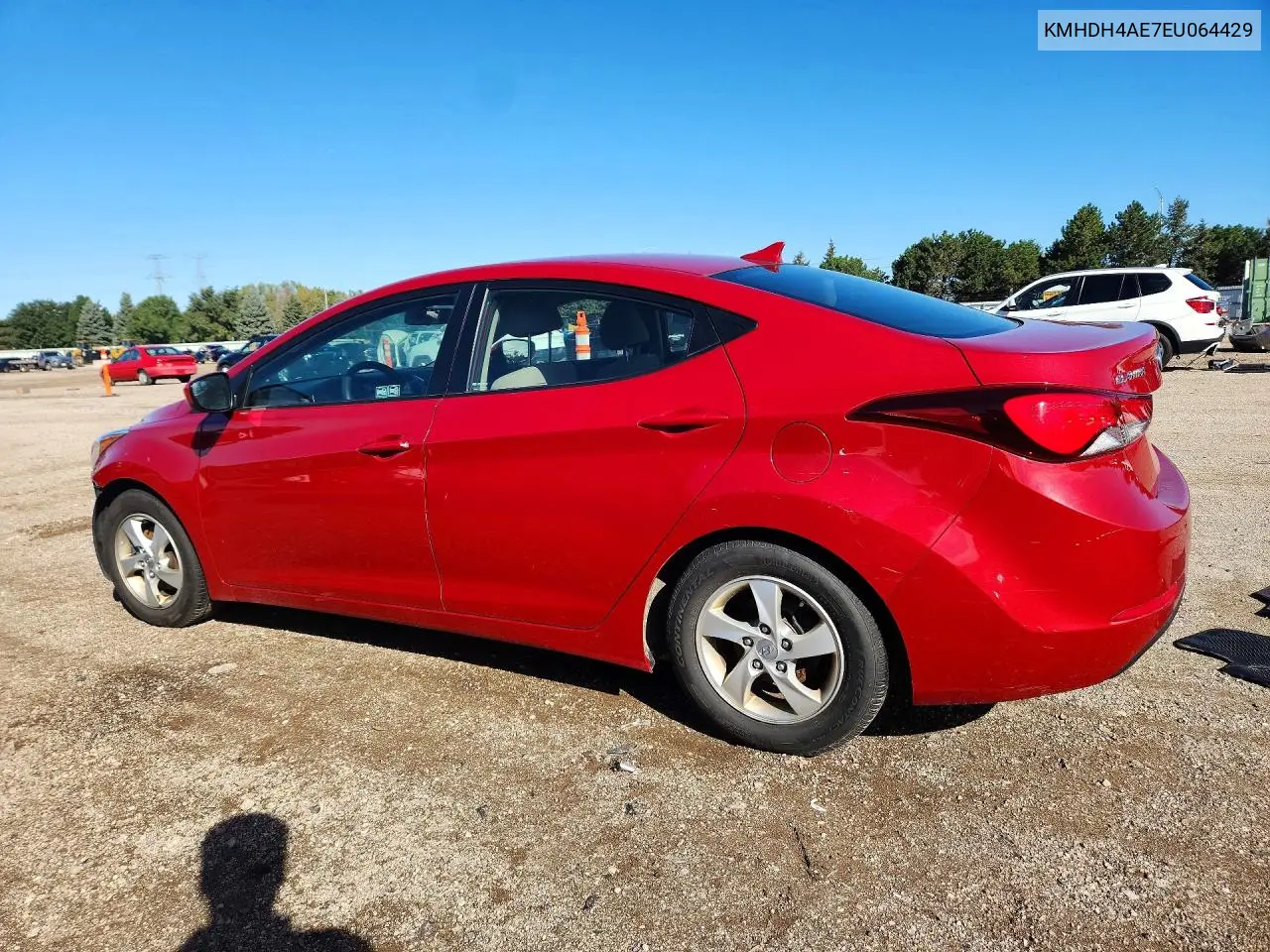 2014 HYUNDAI ELANTRA VIN KMHDH4AE7EU064429 — фото 2