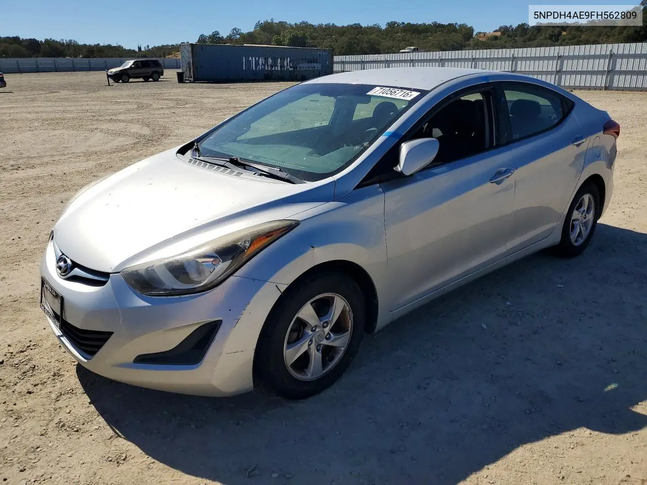 HYUNDAI ELANTRA 2015, VIN 5NPDH4AE9FH562809