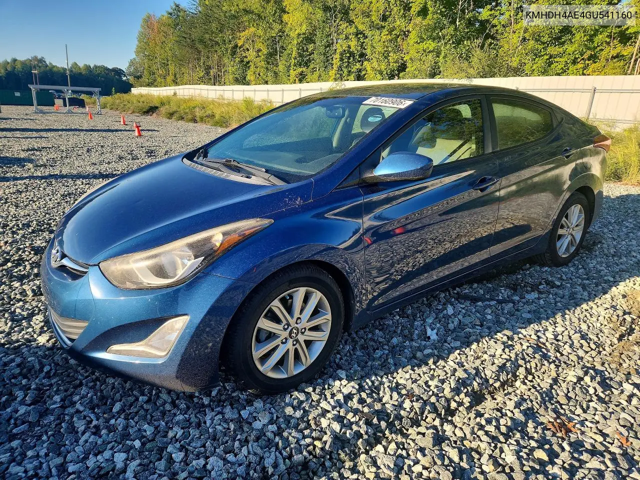 HYUNDAI ELANTRA 2016, VIN KMHDH4AE4GU541160
