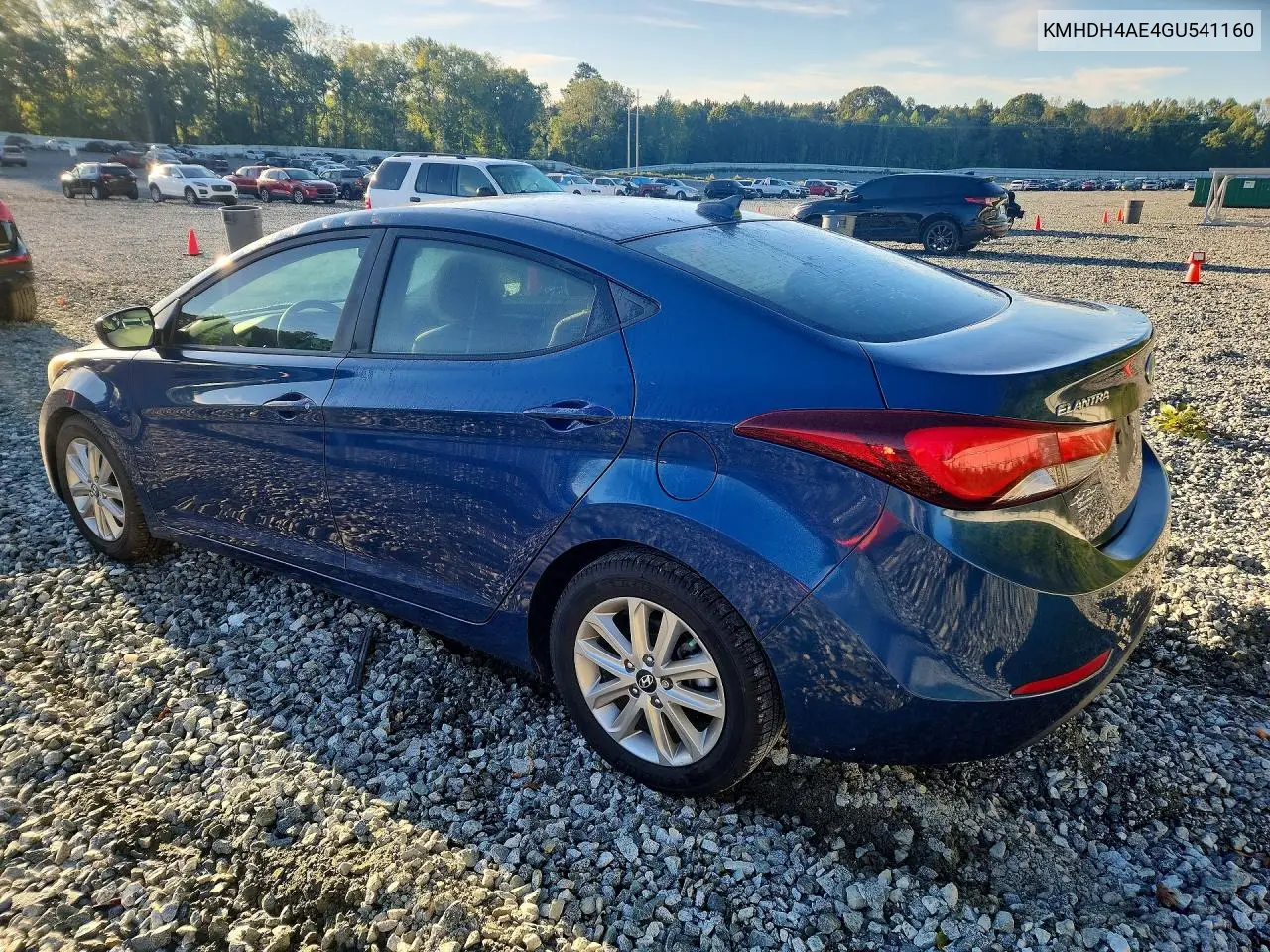 2016 HYUNDAI ELANTRA VIN KMHDH4AE4GU541160 — фото 2