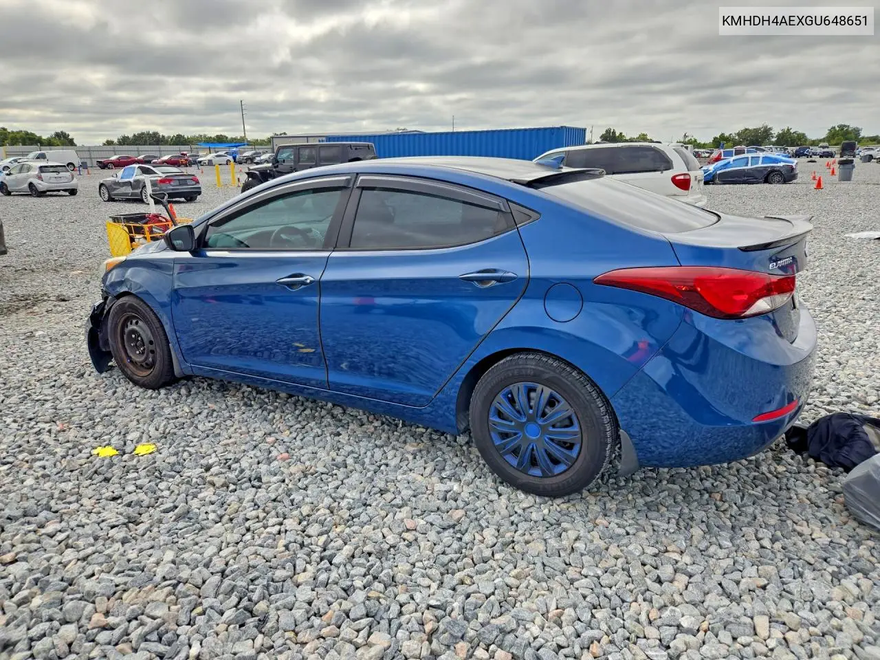 2016 HYUNDAI ELANTRA VIN KMHDH4AEXGU648651 — фото 2