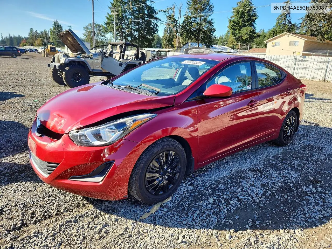 HYUNDAI ELANTRA 2016, VIN 5NPDH4AE5GH759087