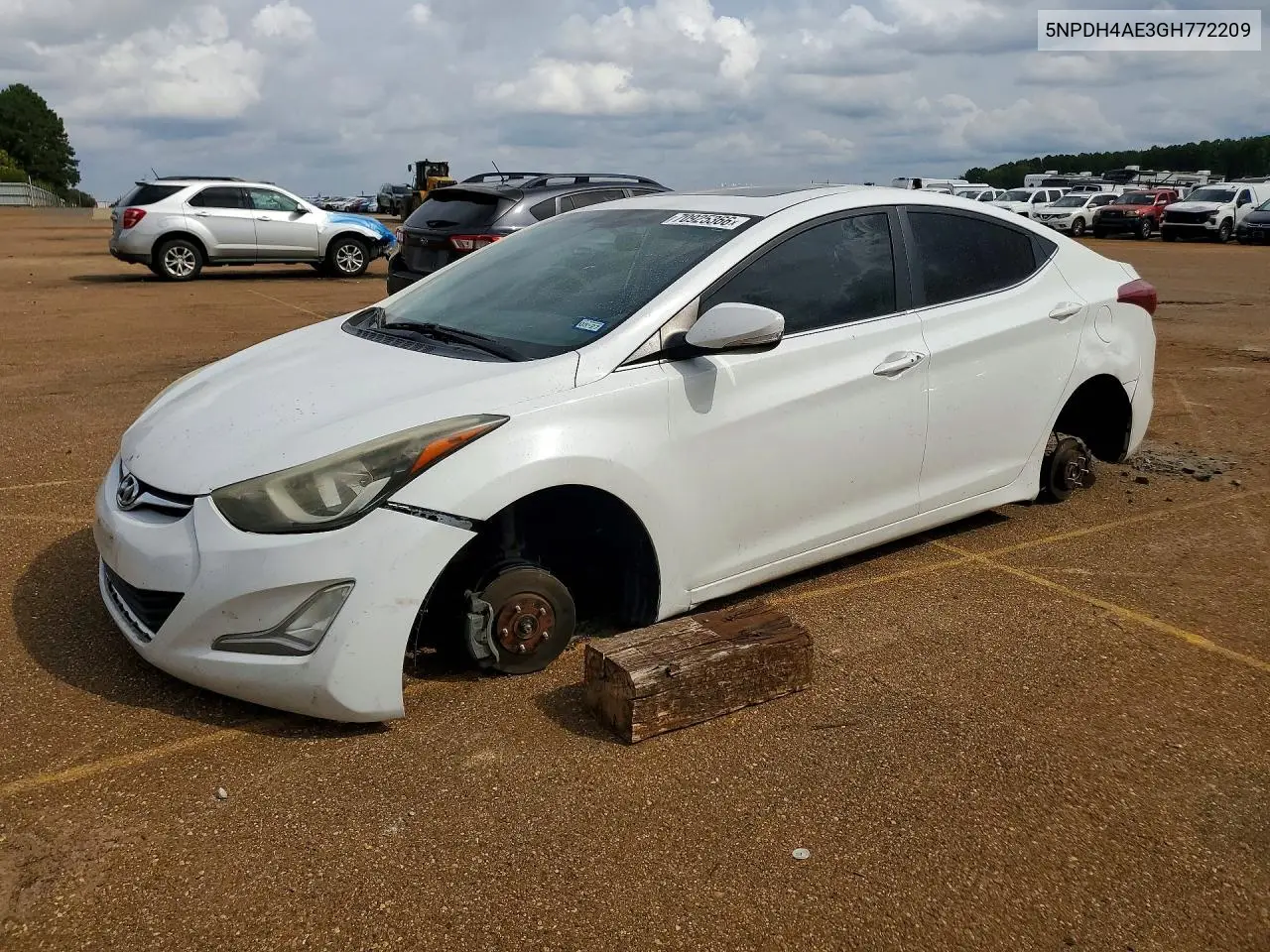 HYUNDAI ELANTRA 2016, VIN 5NPDH4AE3GH772209