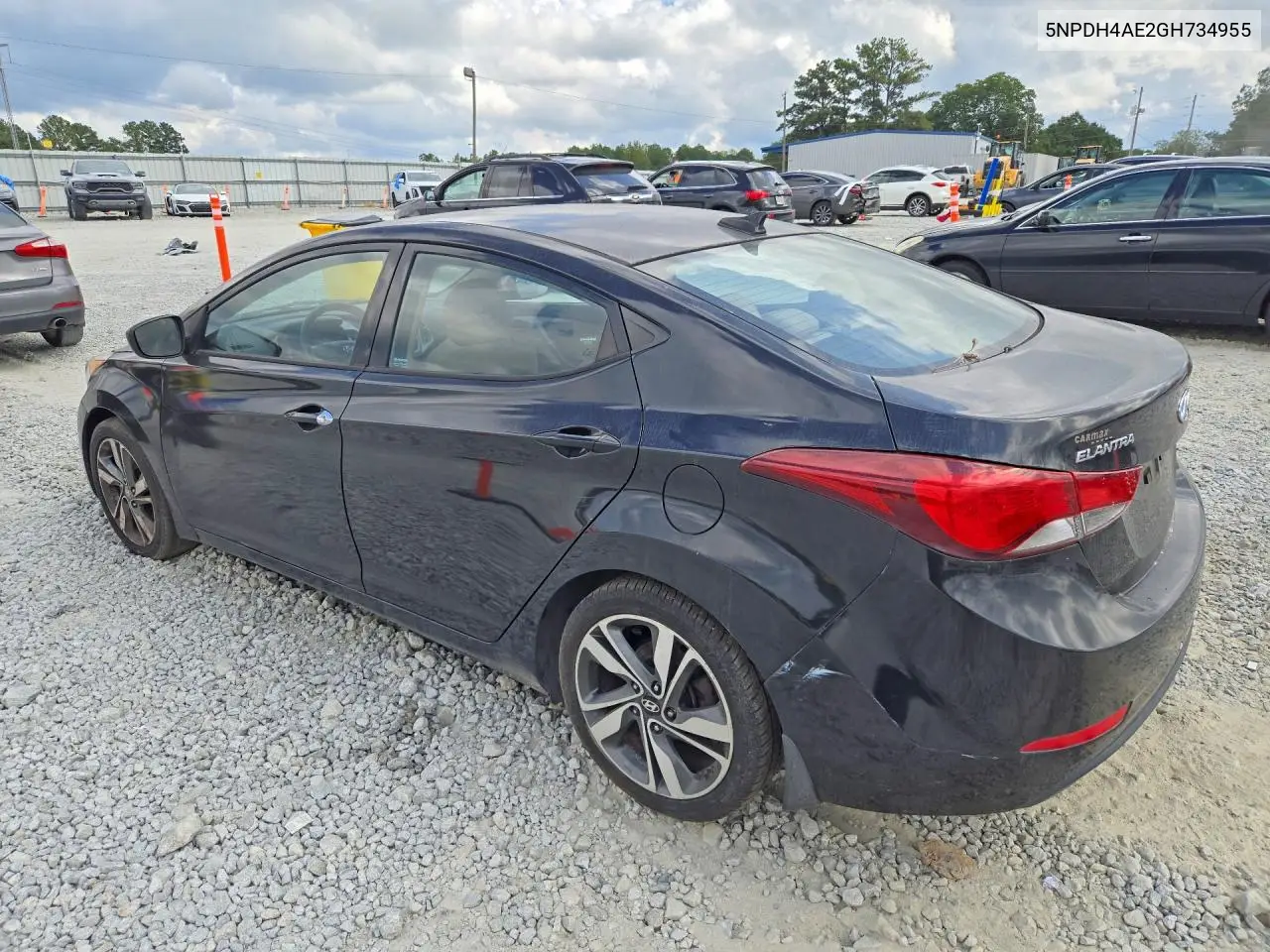 2016 HYUNDAI ELANTRA VIN 5NPDH4AE2GH734955 — фото 2