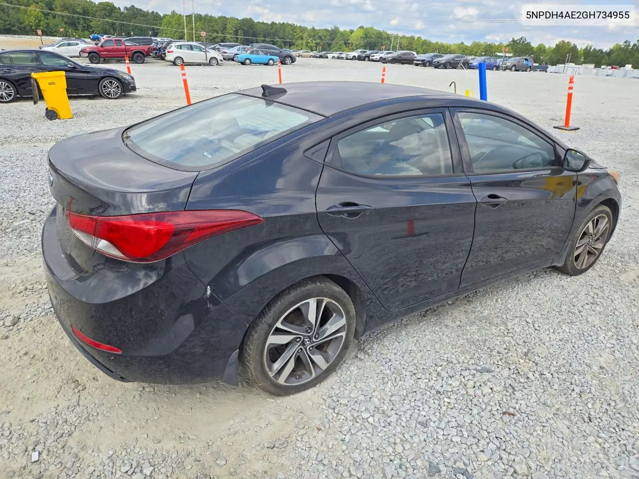 2016 HYUNDAI ELANTRA VIN 5NPDH4AE2GH734955 — фото 3