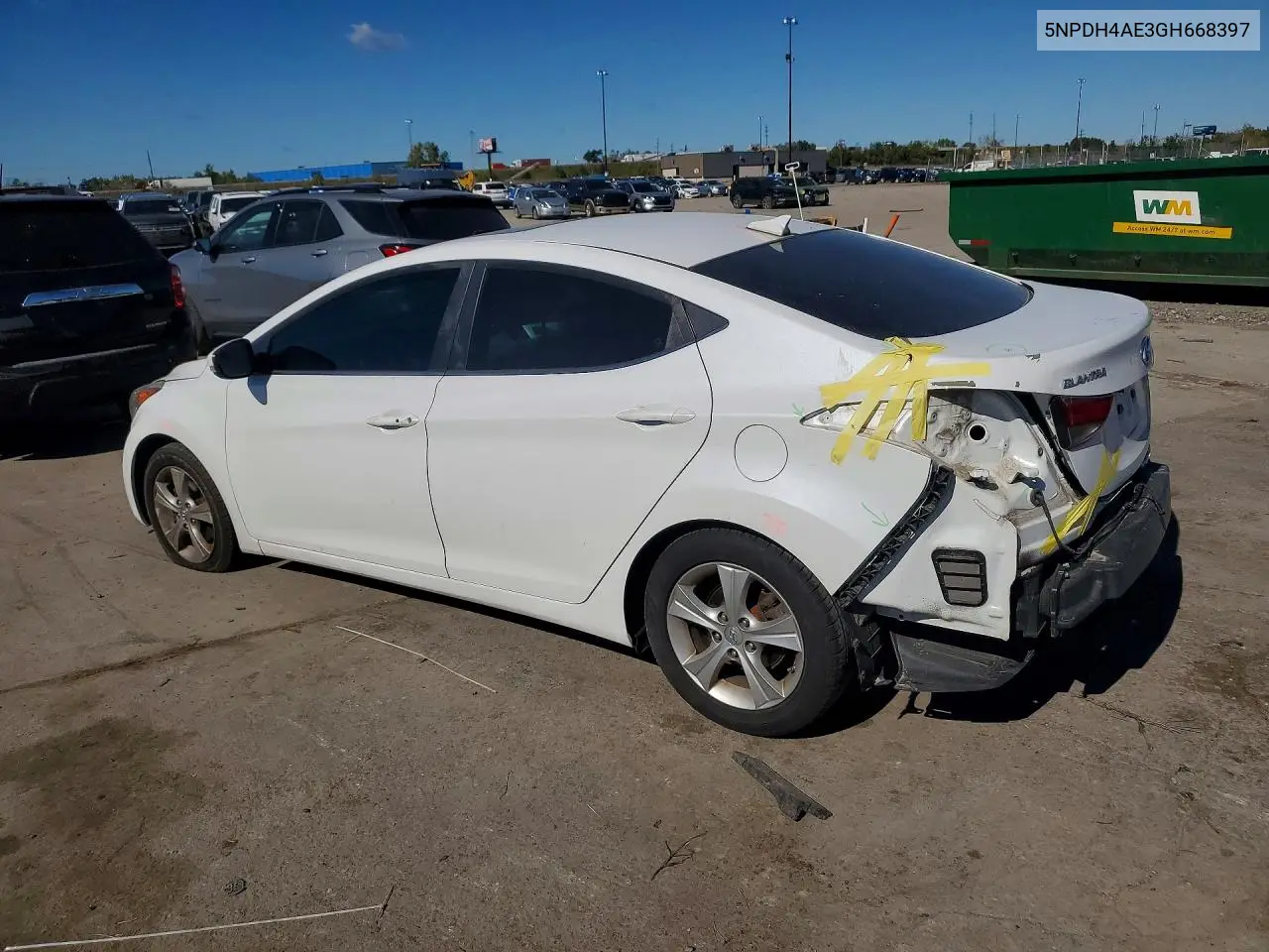 2016 HYUNDAI ELANTRA VIN 5NPDH4AE3GH668397 — фото 2