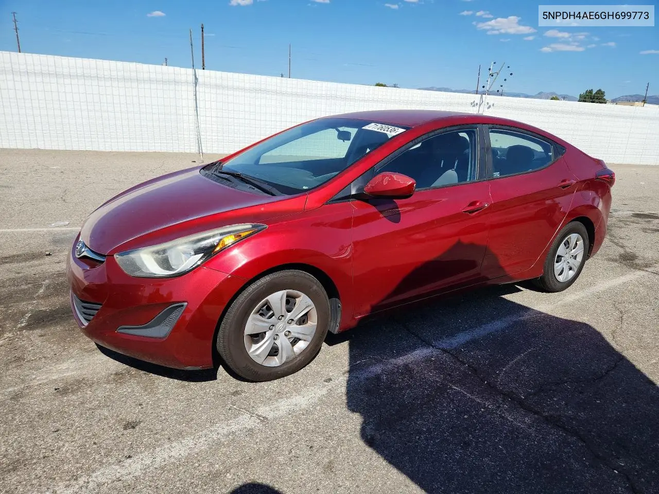 HYUNDAI ELANTRA 2016, VIN 5NPDH4AE6GH699773