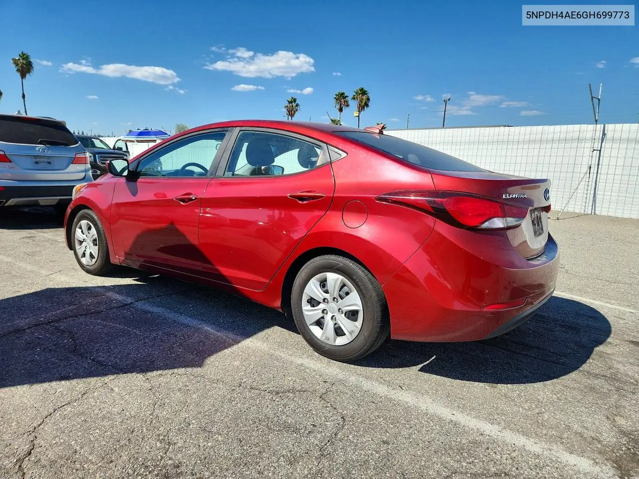 2016 HYUNDAI ELANTRA VIN 5NPDH4AE6GH699773 — фото 2