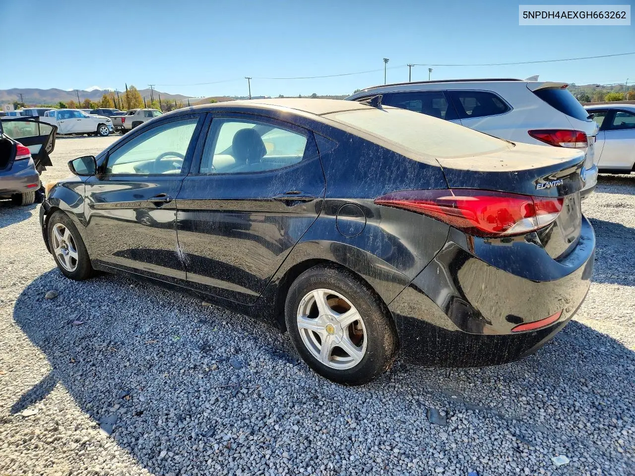 2016 HYUNDAI ELANTRA VIN 5NPDH4AEXGH663262 — фото 2