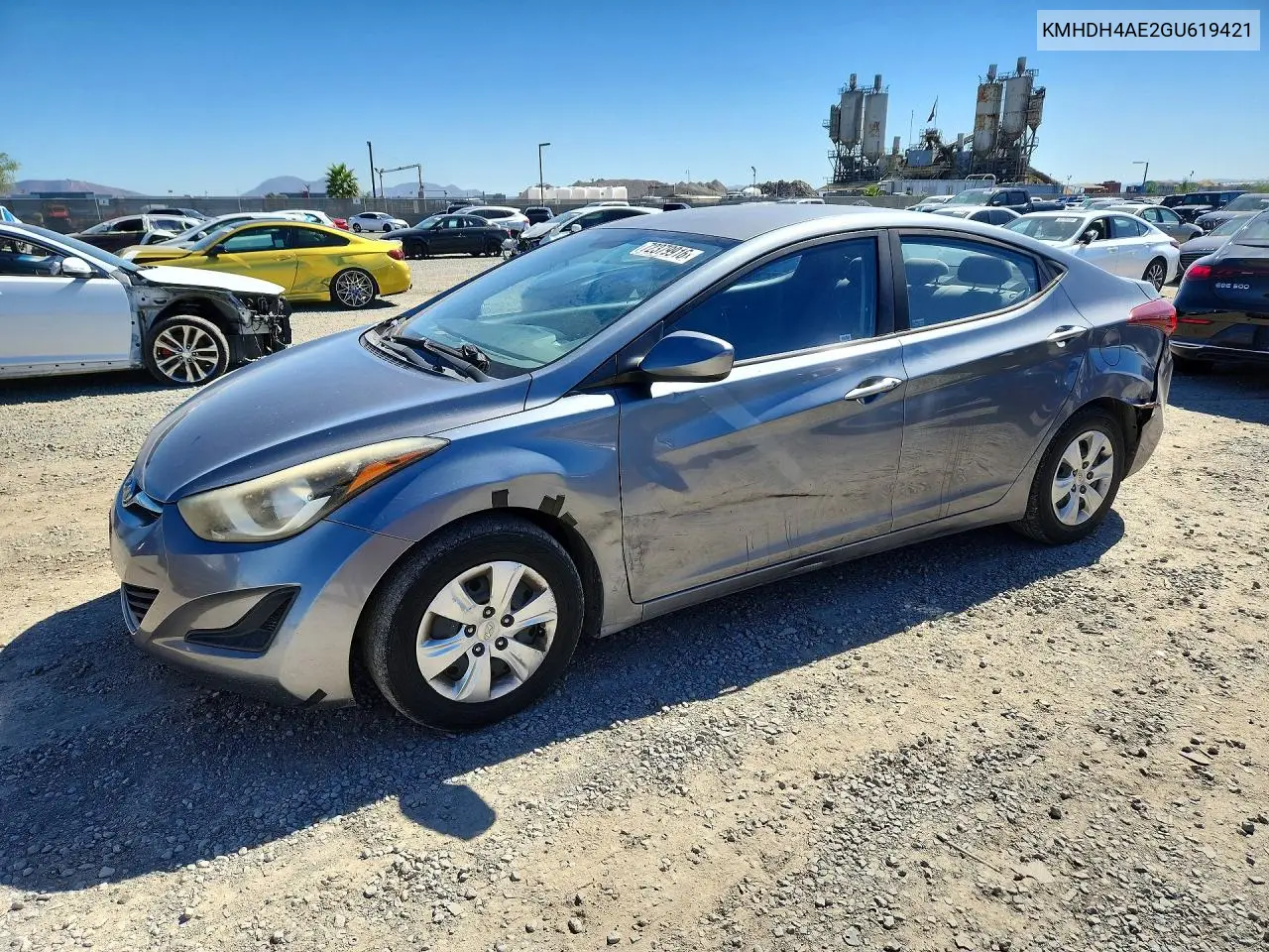 HYUNDAI ELANTRA 2016, VIN KMHDH4AE2GU619421