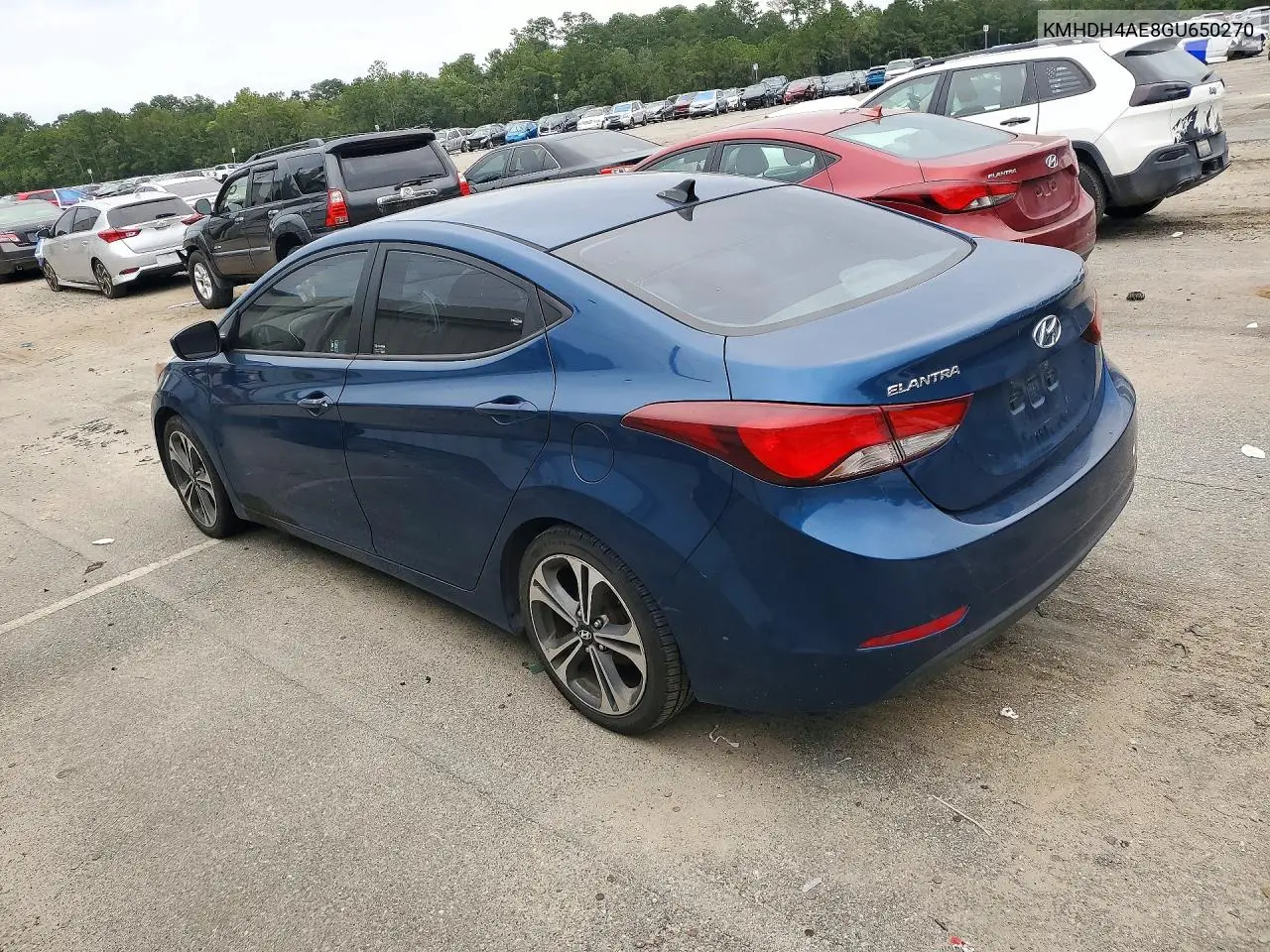2016 HYUNDAI ELANTRA VIN KMHDH4AE8GU650270 — фото 2