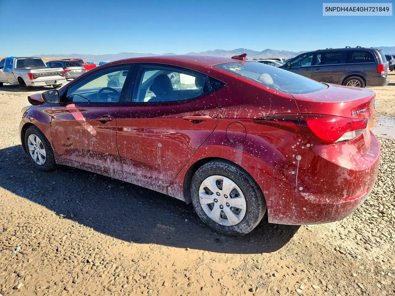 2016 HYUNDAI ELANTRA VIN 5NPDH4AE4GH721849 — фото 2