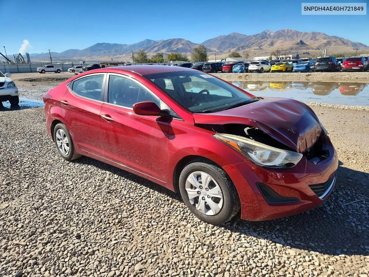 2016 HYUNDAI ELANTRA VIN 5NPDH4AE4GH721849 — фото 4