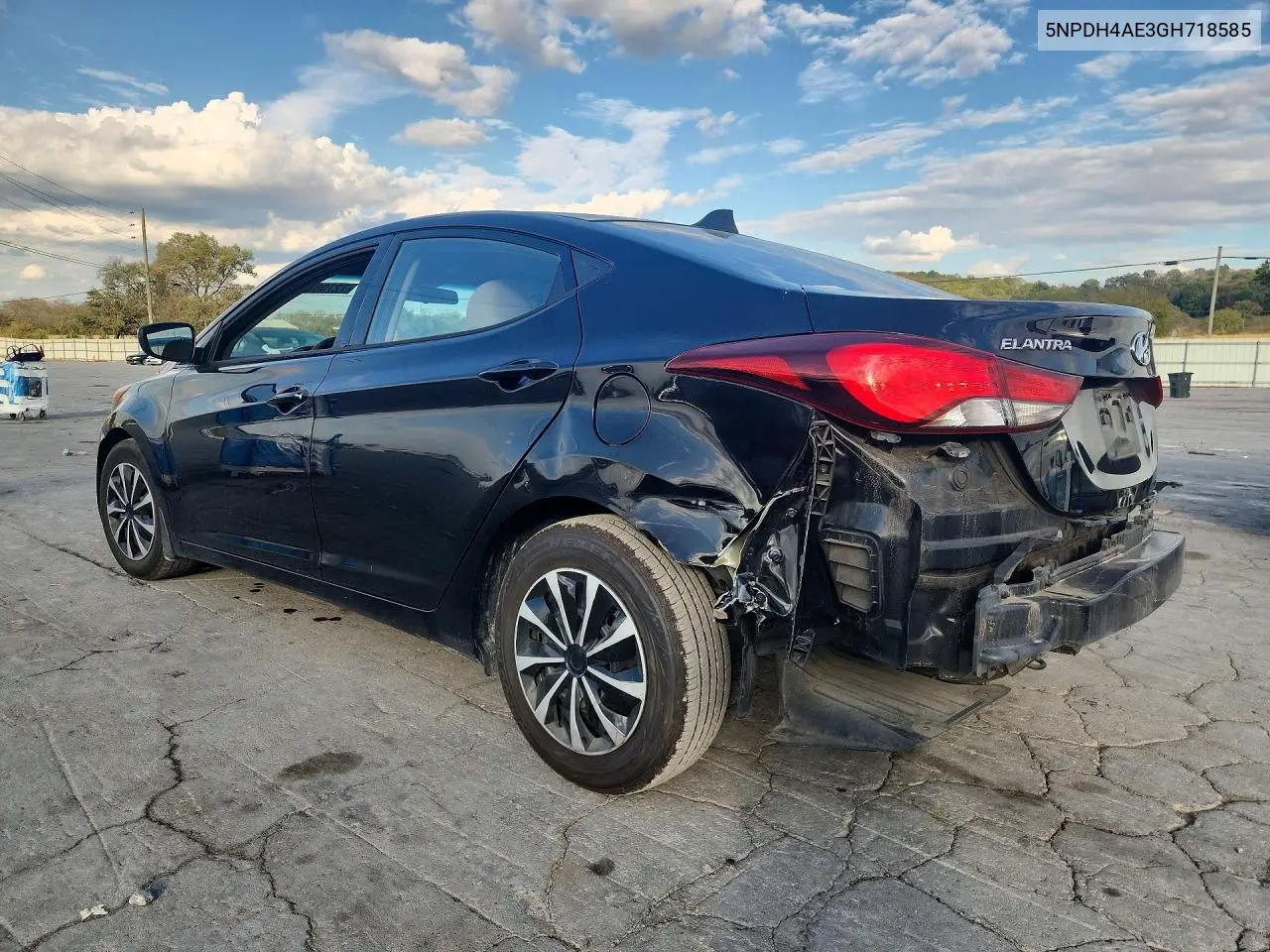 2016 HYUNDAI ELANTRA VIN 5NPDH4AE3GH718585 — фото 2