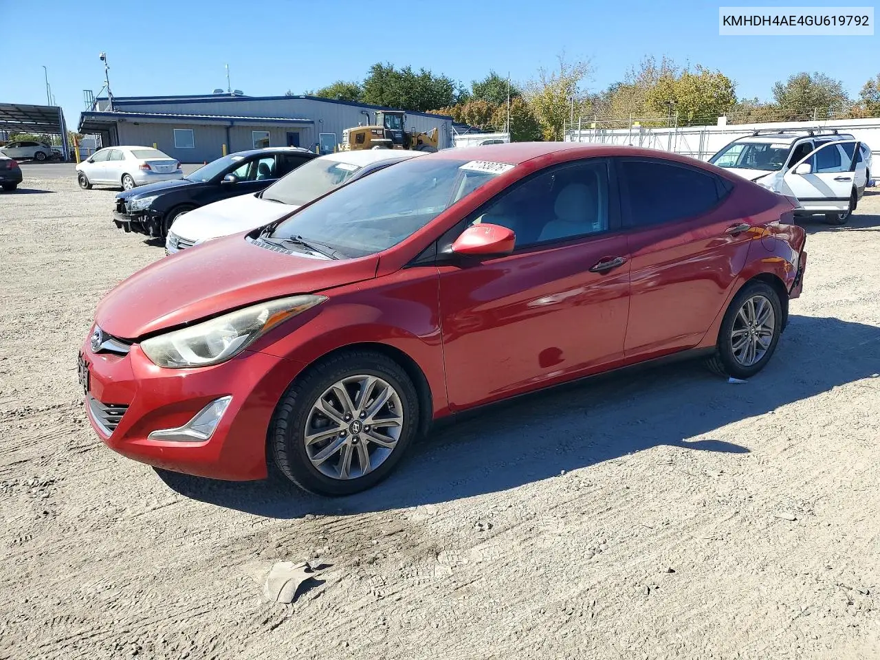 HYUNDAI ELANTRA 2016, VIN KMHDH4AE4GU619792