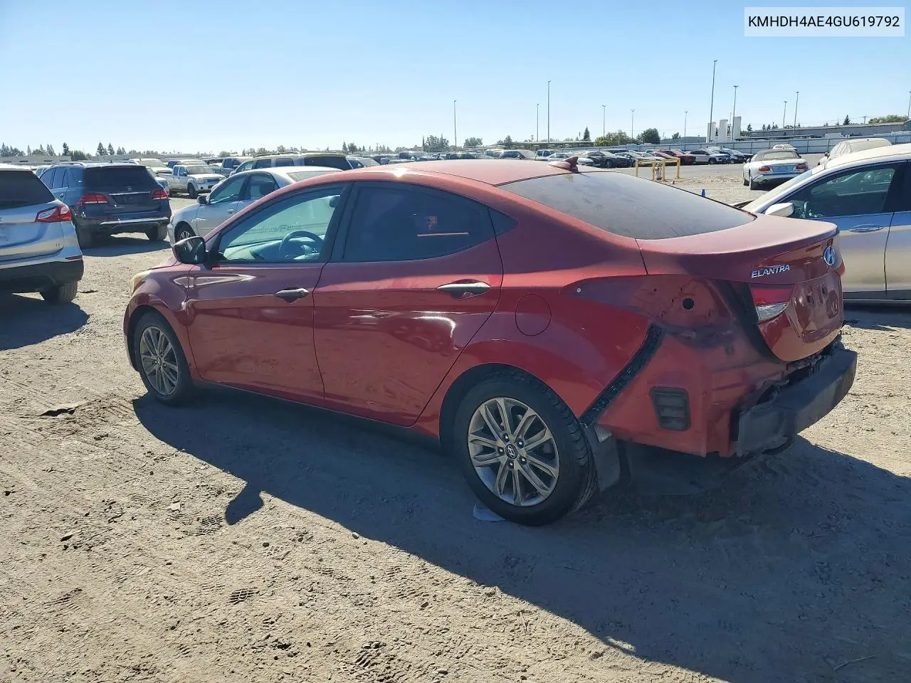 2016 HYUNDAI ELANTRA VIN KMHDH4AE4GU619792 — фото 2
