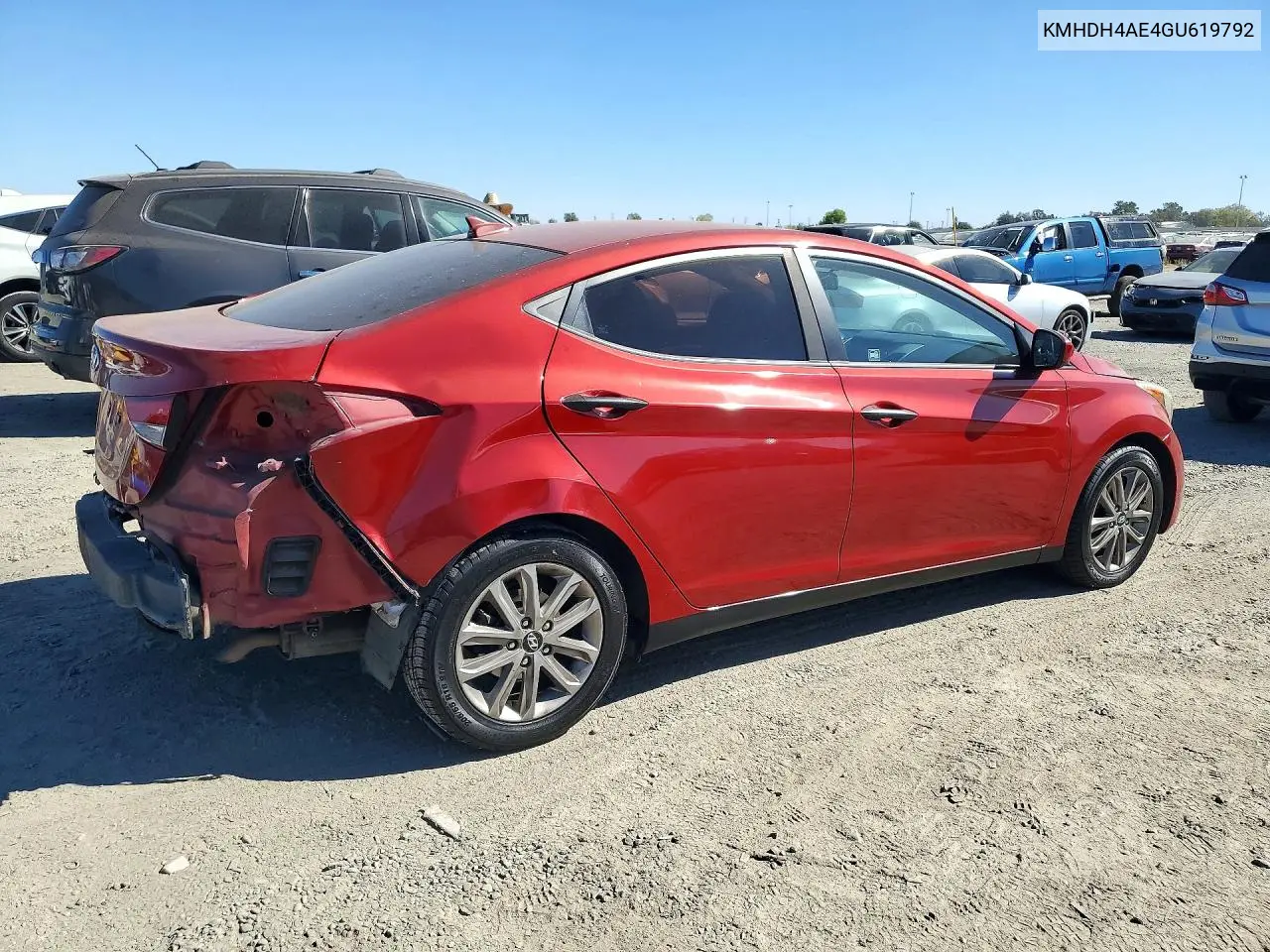 2016 HYUNDAI ELANTRA VIN KMHDH4AE4GU619792 — фото 3