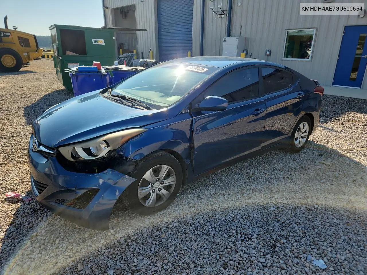 HYUNDAI ELANTRA 2016, VIN KMHDH4AE7GU600654