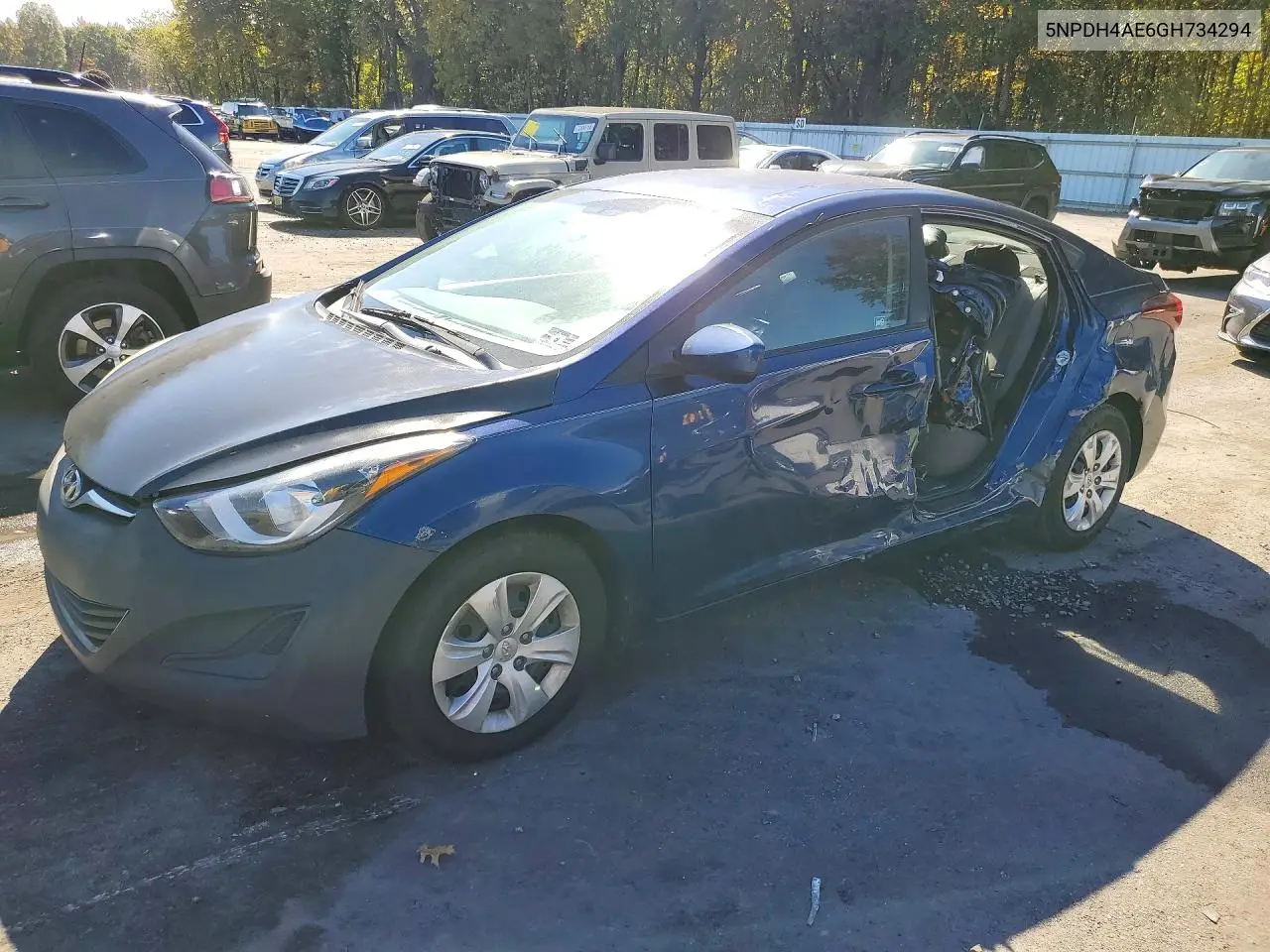 HYUNDAI ELANTRA 2016, VIN 5NPDH4AE6GH734294