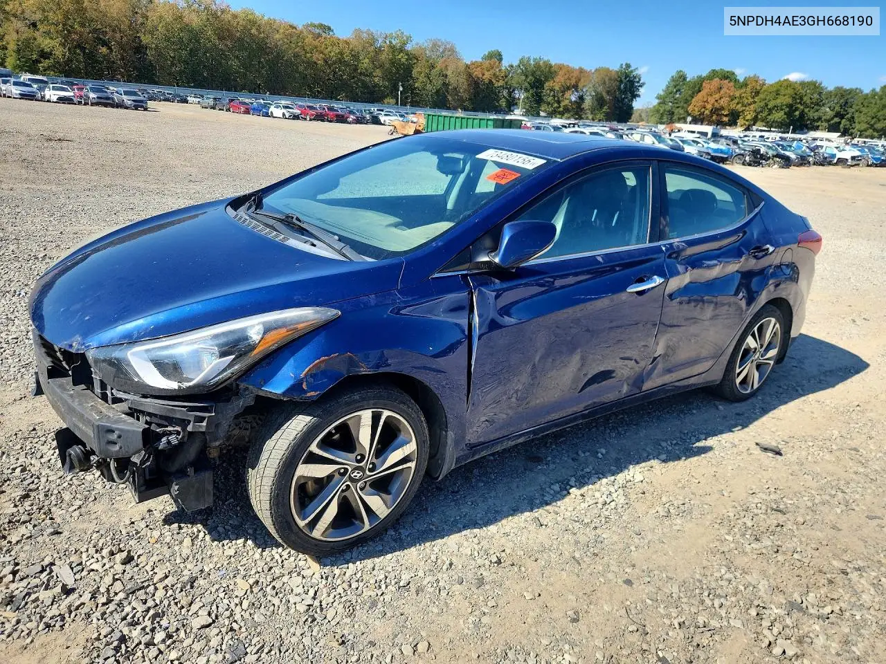 HYUNDAI ELANTRA 2016, VIN 5NPDH4AE3GH668190
