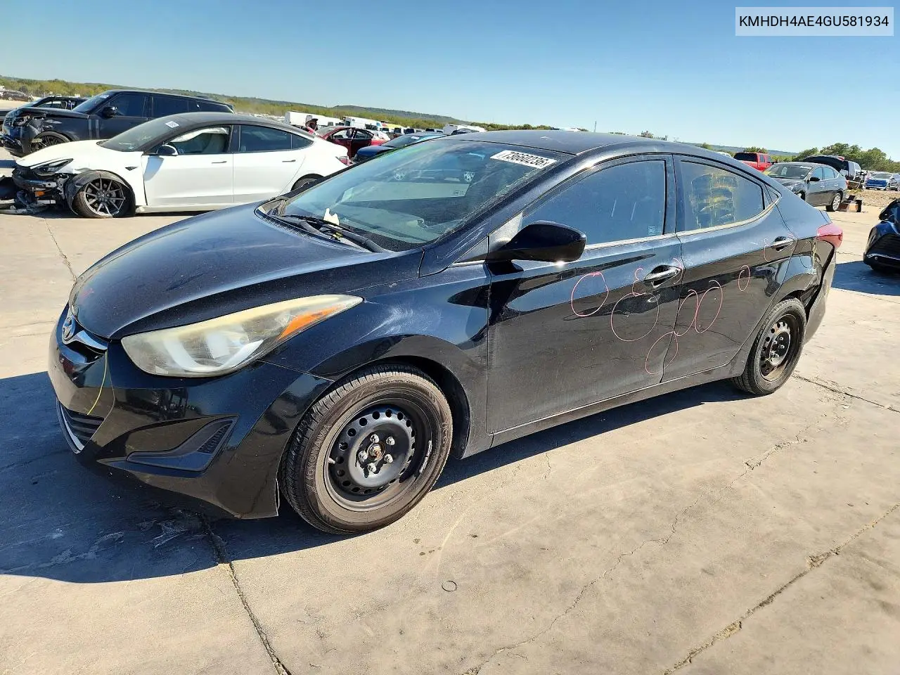 HYUNDAI ELANTRA 2016, VIN KMHDH4AE4GU581934