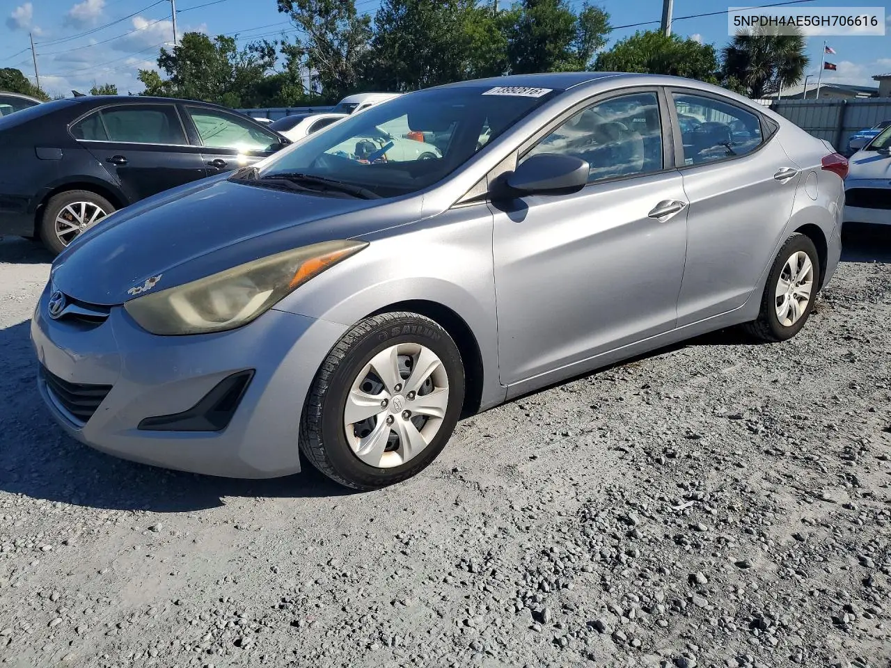 HYUNDAI ELANTRA 2016, VIN 5NPDH4AE5GH706616
