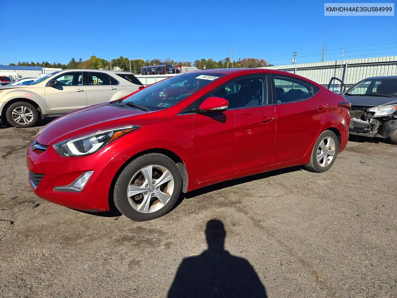 HYUNDAI ELANTRA 2016, VIN KMHDH4AE3GU584999