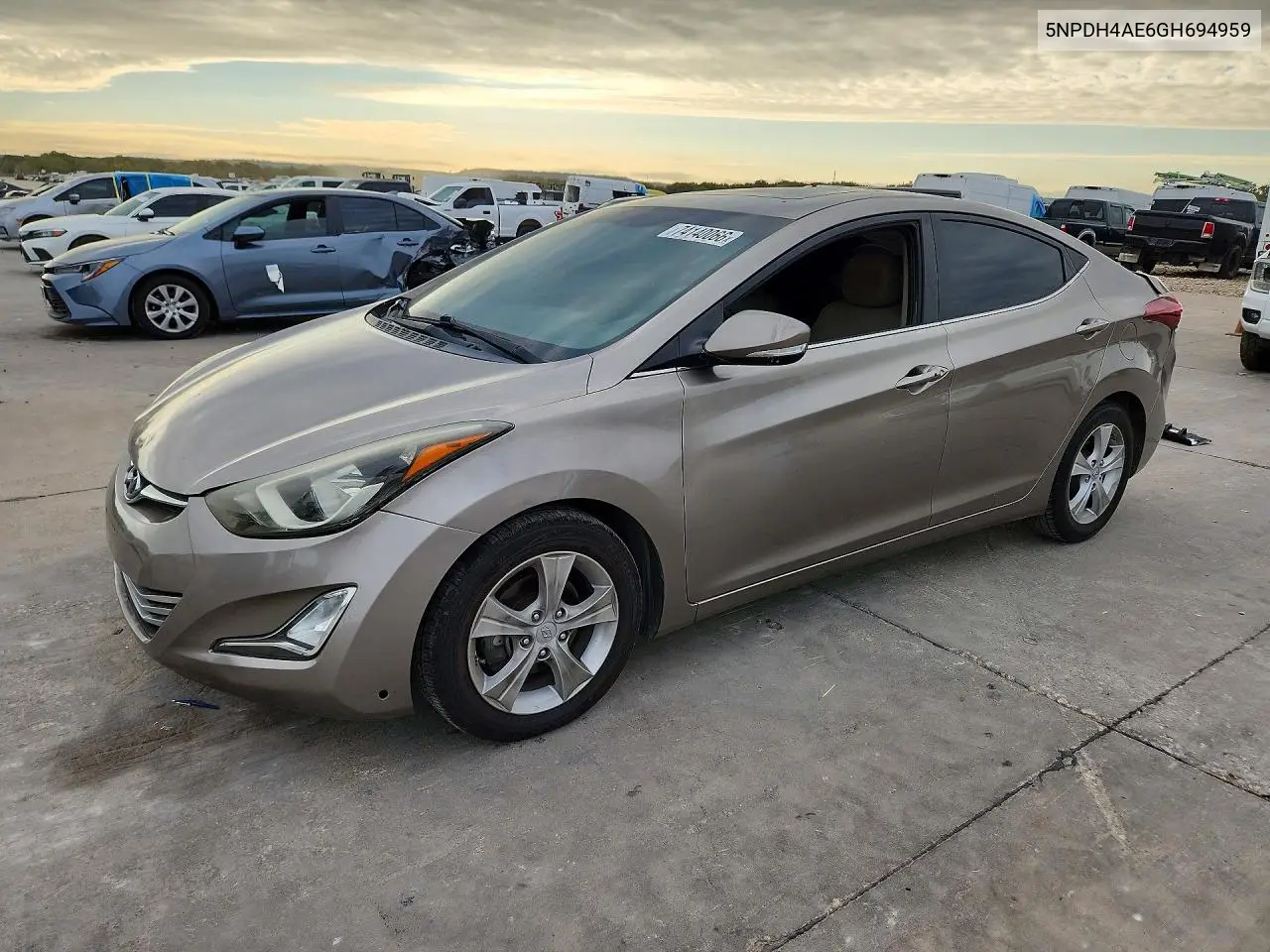 HYUNDAI ELANTRA 2016, VIN 5NPDH4AE6GH694959