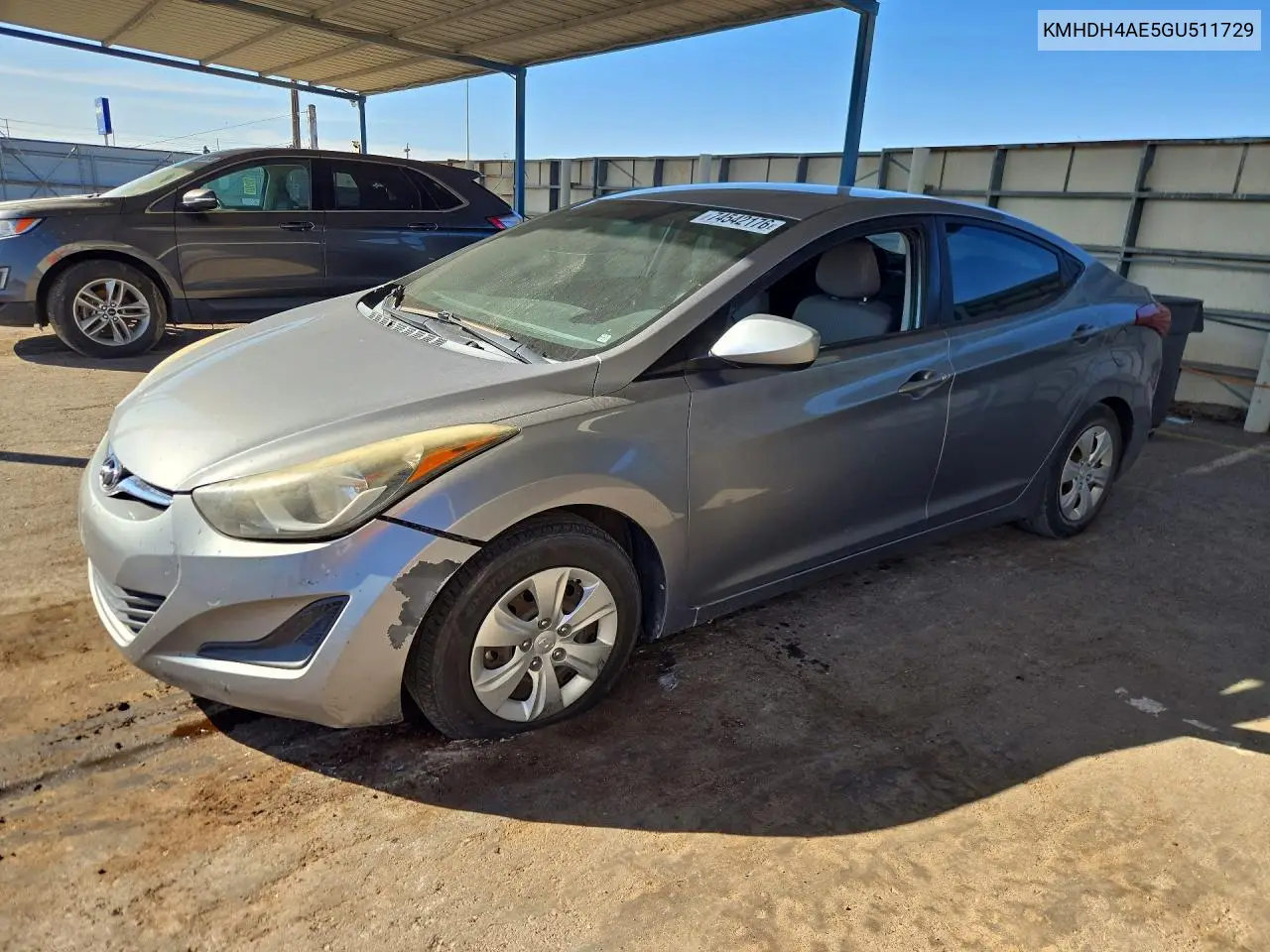 HYUNDAI ELANTRA 2016, VIN KMHDH4AE5GU511729