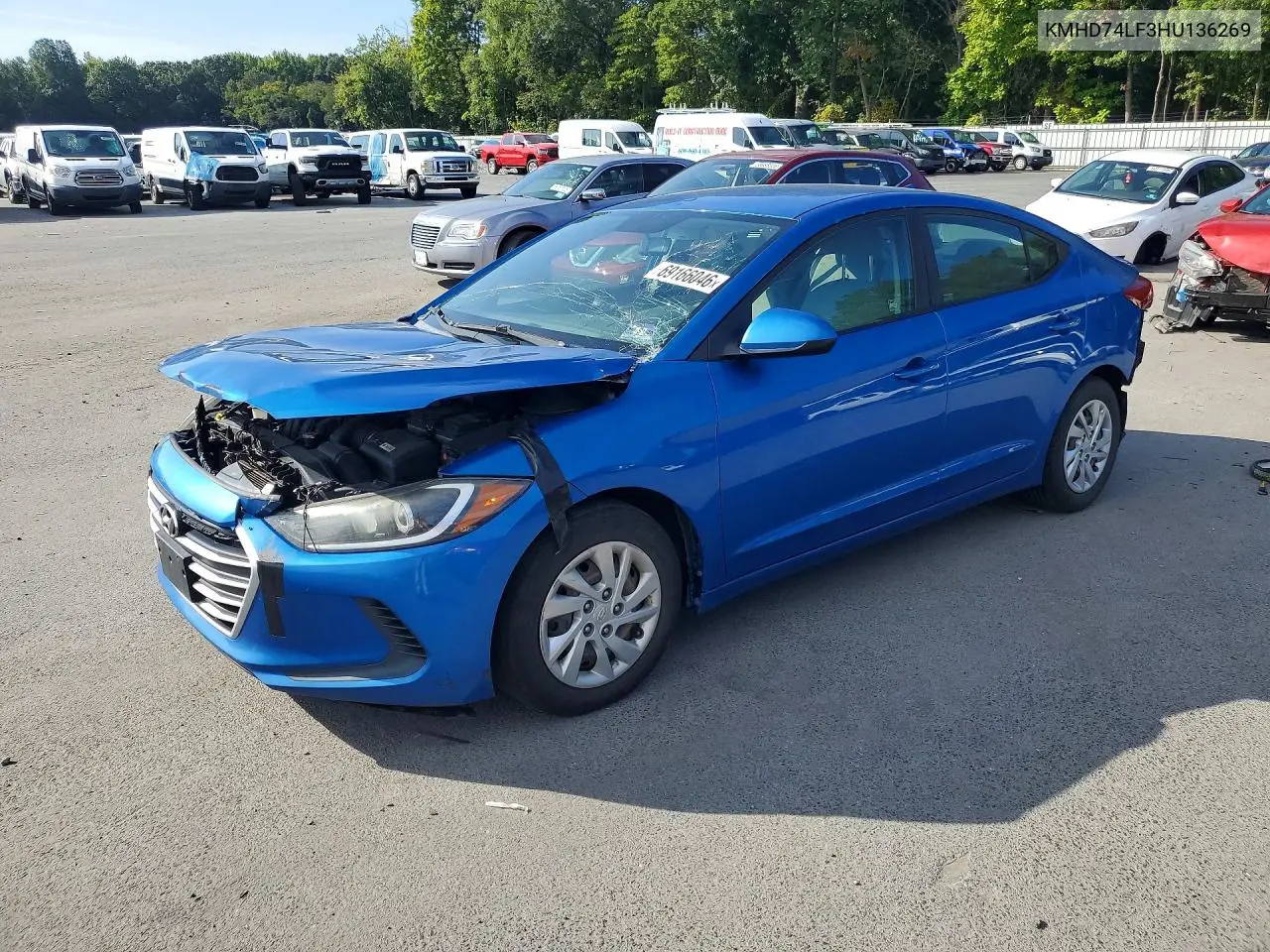 HYUNDAI ELANTRA 2017, VIN KMHD74LF3HU136269
