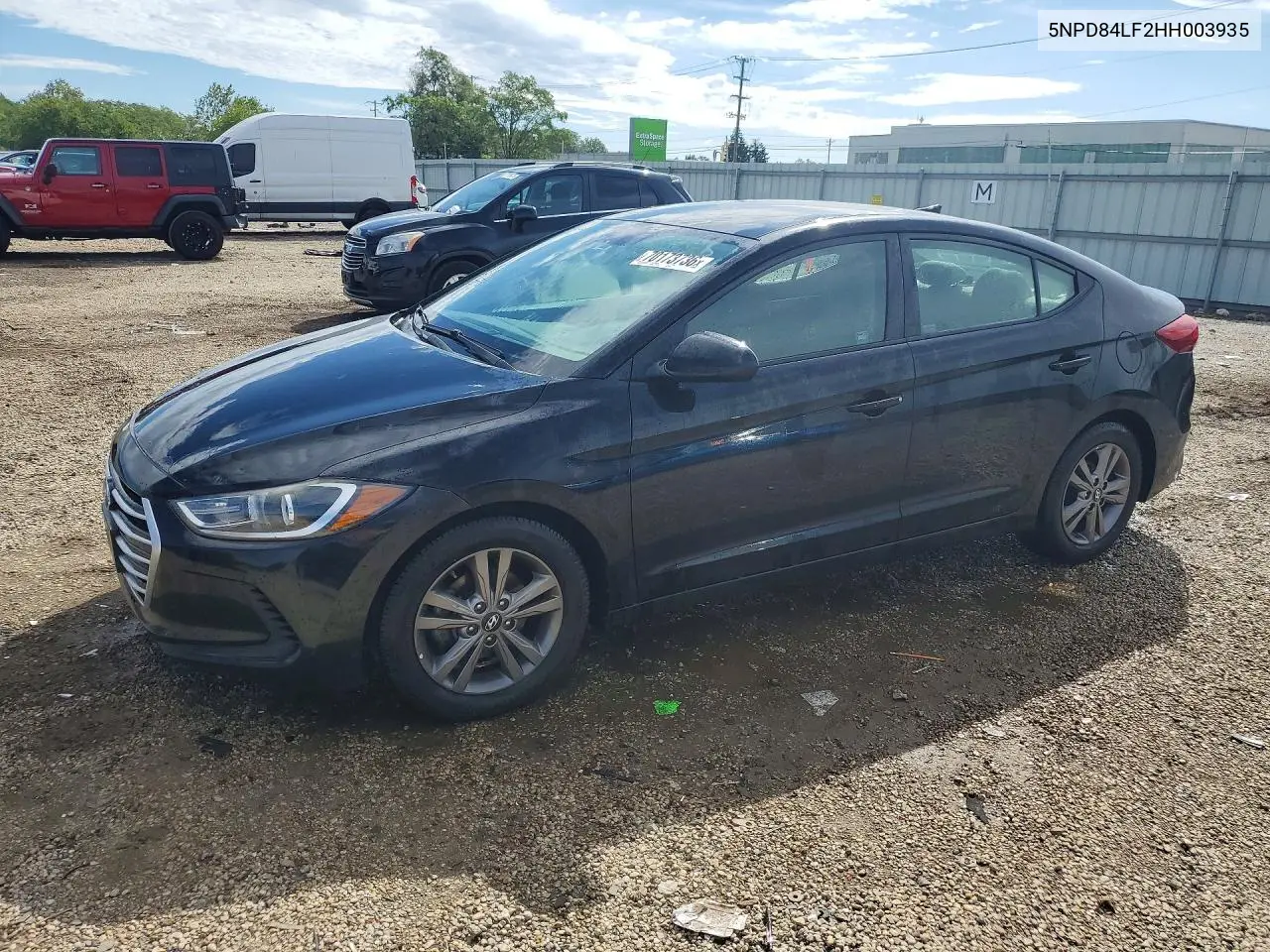 HYUNDAI ELANTRA 2017, VIN 5NPD84LF2HH003935