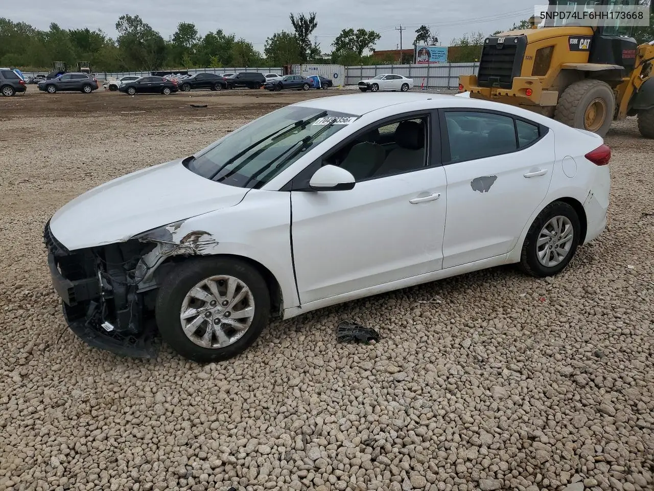 HYUNDAI ELANTRA 2017, VIN 5NPD74LF6HH173668