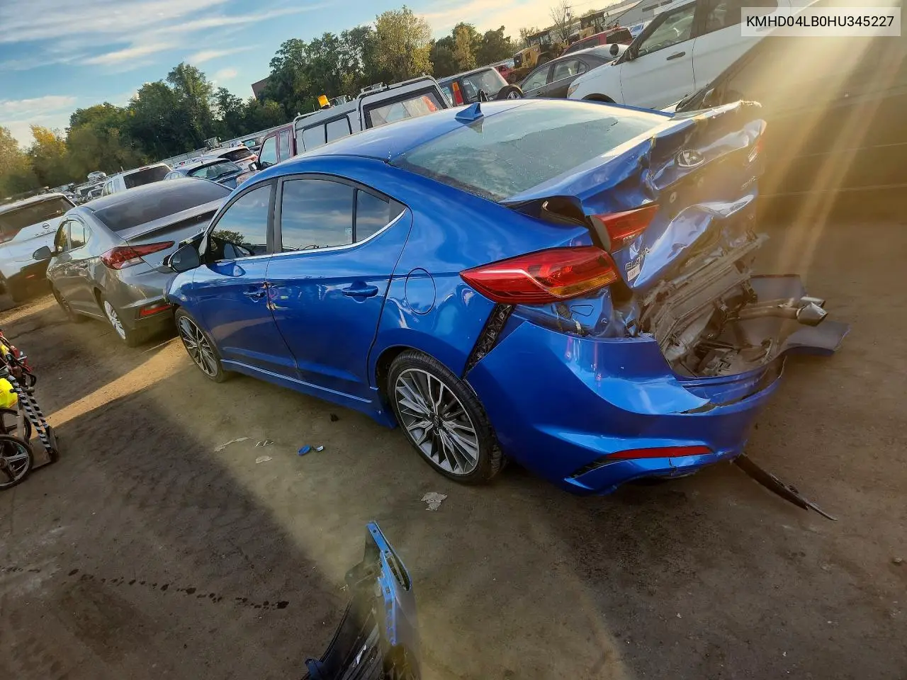 2017 HYUNDAI ELANTRA VIN KMHD04LB0HU345227 — фото 2