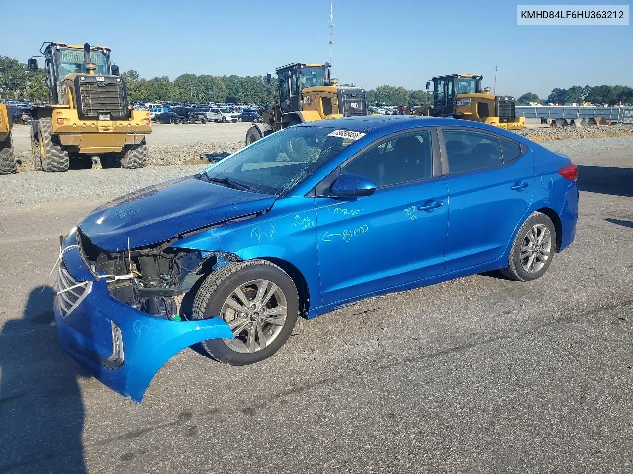 HYUNDAI ELANTRA 2017, VIN KMHD84LF6HU363212