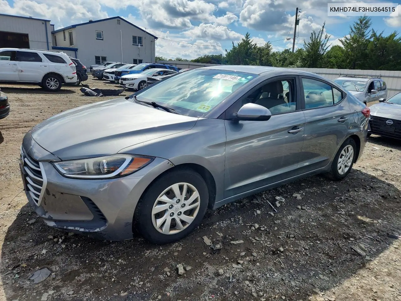 HYUNDAI ELANTRA 2017, VIN KMHD74LF3HU364515