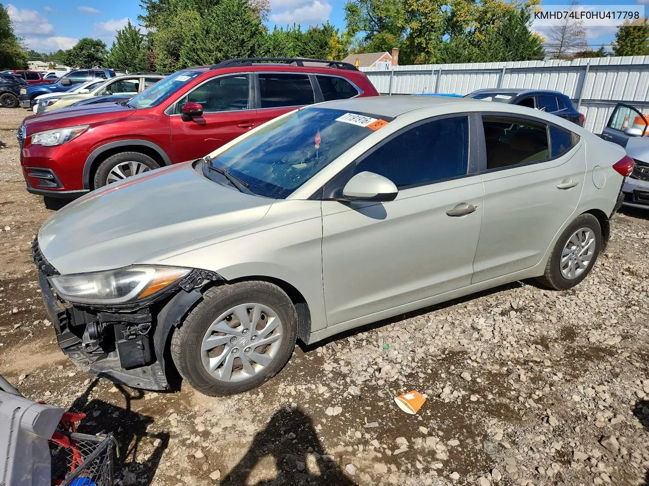 HYUNDAI ELANTRA 2017, VIN KMHD74LF0HU417798