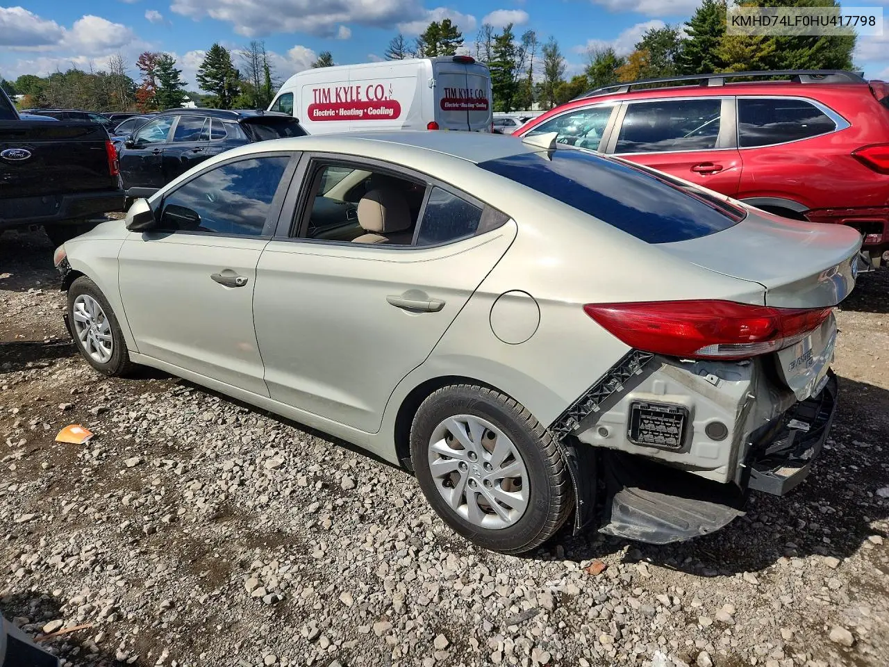 2017 HYUNDAI ELANTRA VIN KMHD74LF0HU417798 — фото 2
