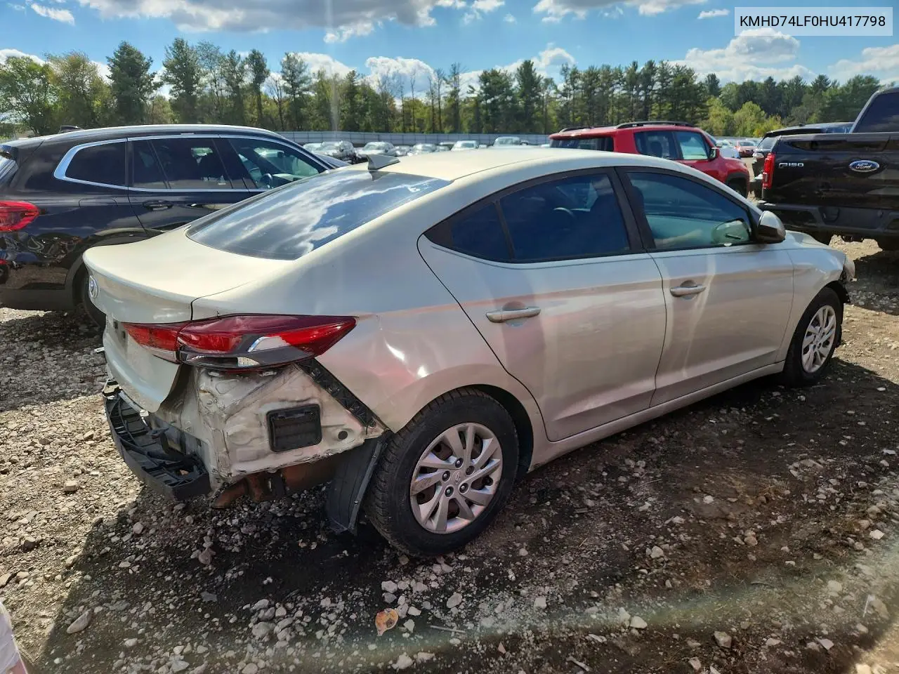 2017 HYUNDAI ELANTRA VIN KMHD74LF0HU417798 — фото 3
