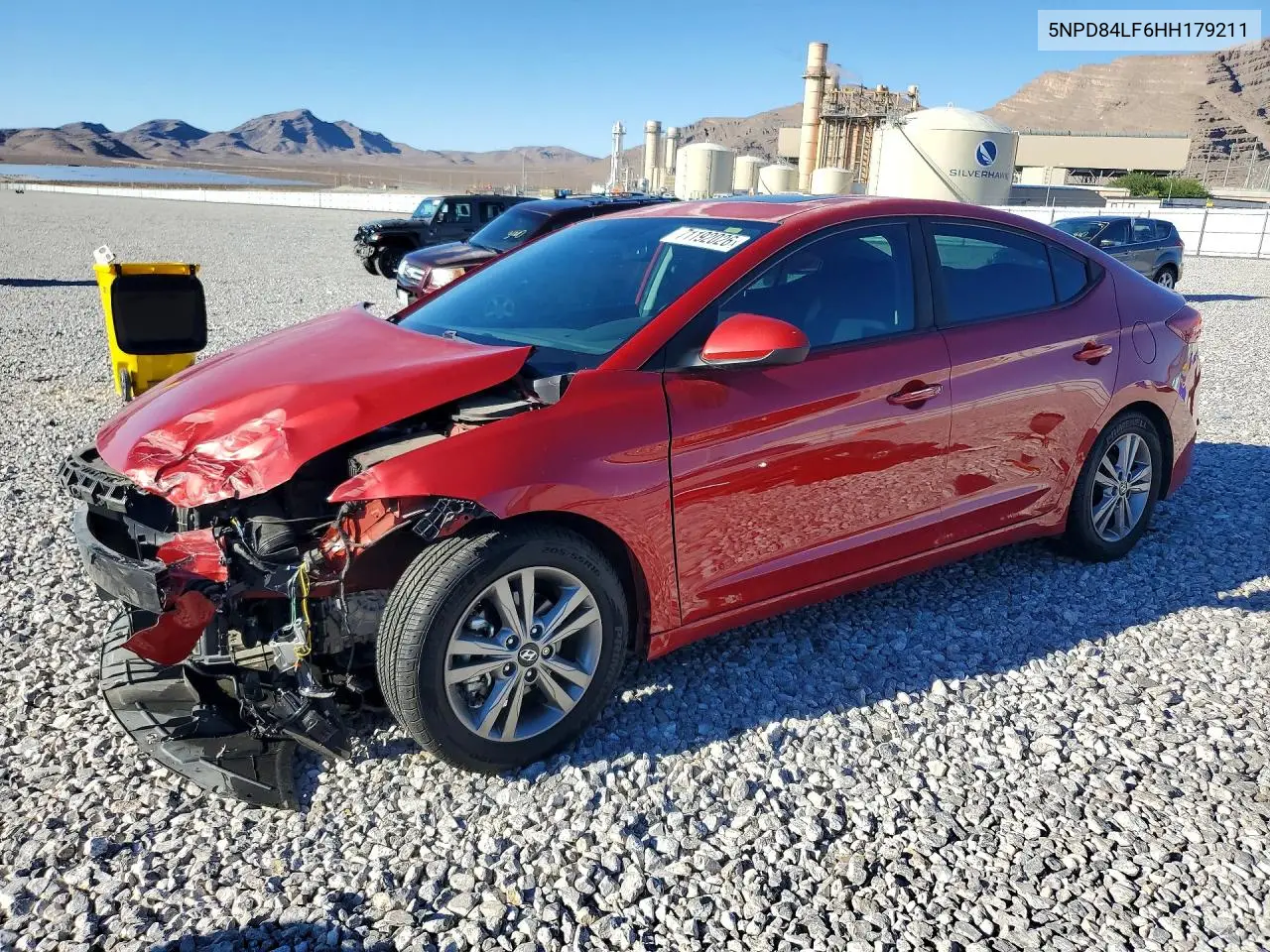 HYUNDAI ELANTRA 2017, VIN 5NPD84LF6HH179211