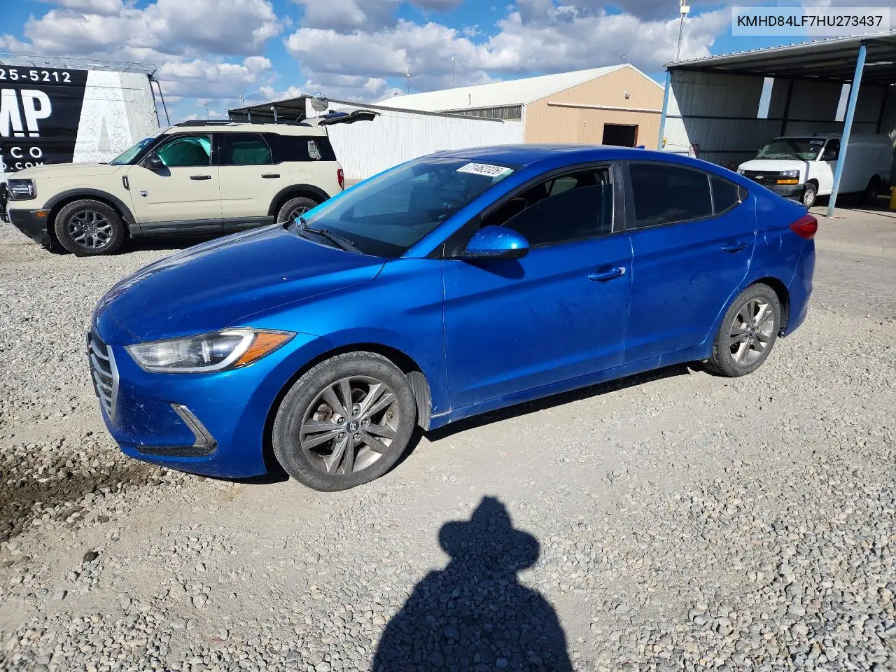 HYUNDAI ELANTRA 2017, VIN KMHD84LF7HU273437