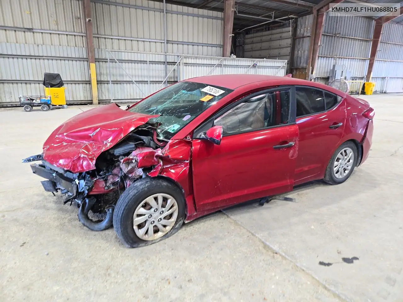 HYUNDAI ELANTRA 2017, VIN KMHD74LF1HU088805