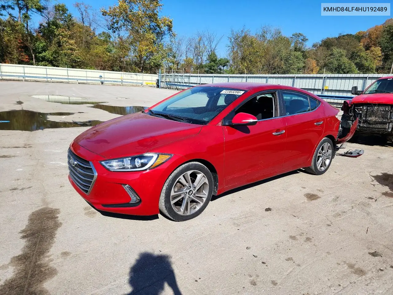 HYUNDAI ELANTRA 2017, VIN KMHD84LF4HU192489