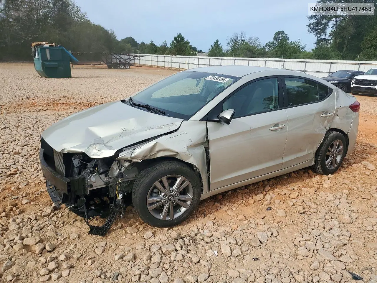 HYUNDAI ELANTRA 2017, VIN KMHD84LF5HU417468
