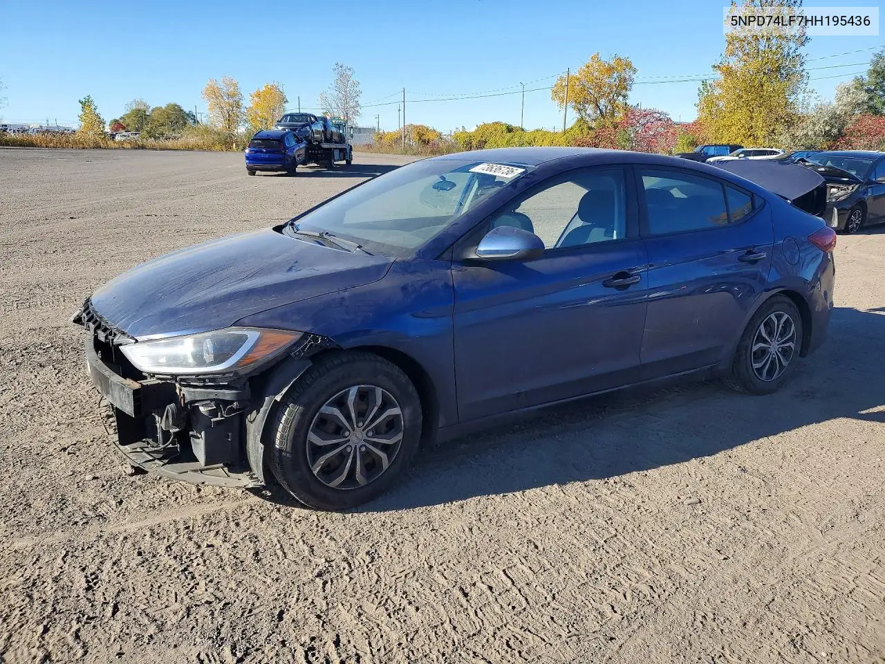 HYUNDAI ELANTRA 2017, VIN 5NPD74LF7HH195436