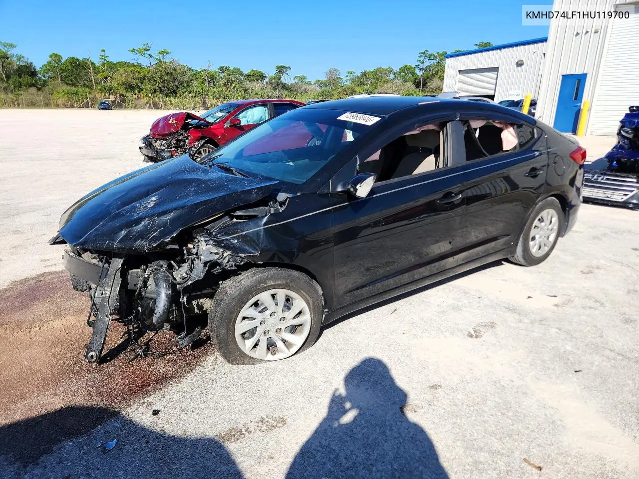 HYUNDAI ELANTRA 2017, VIN KMHD74LF1HU119700