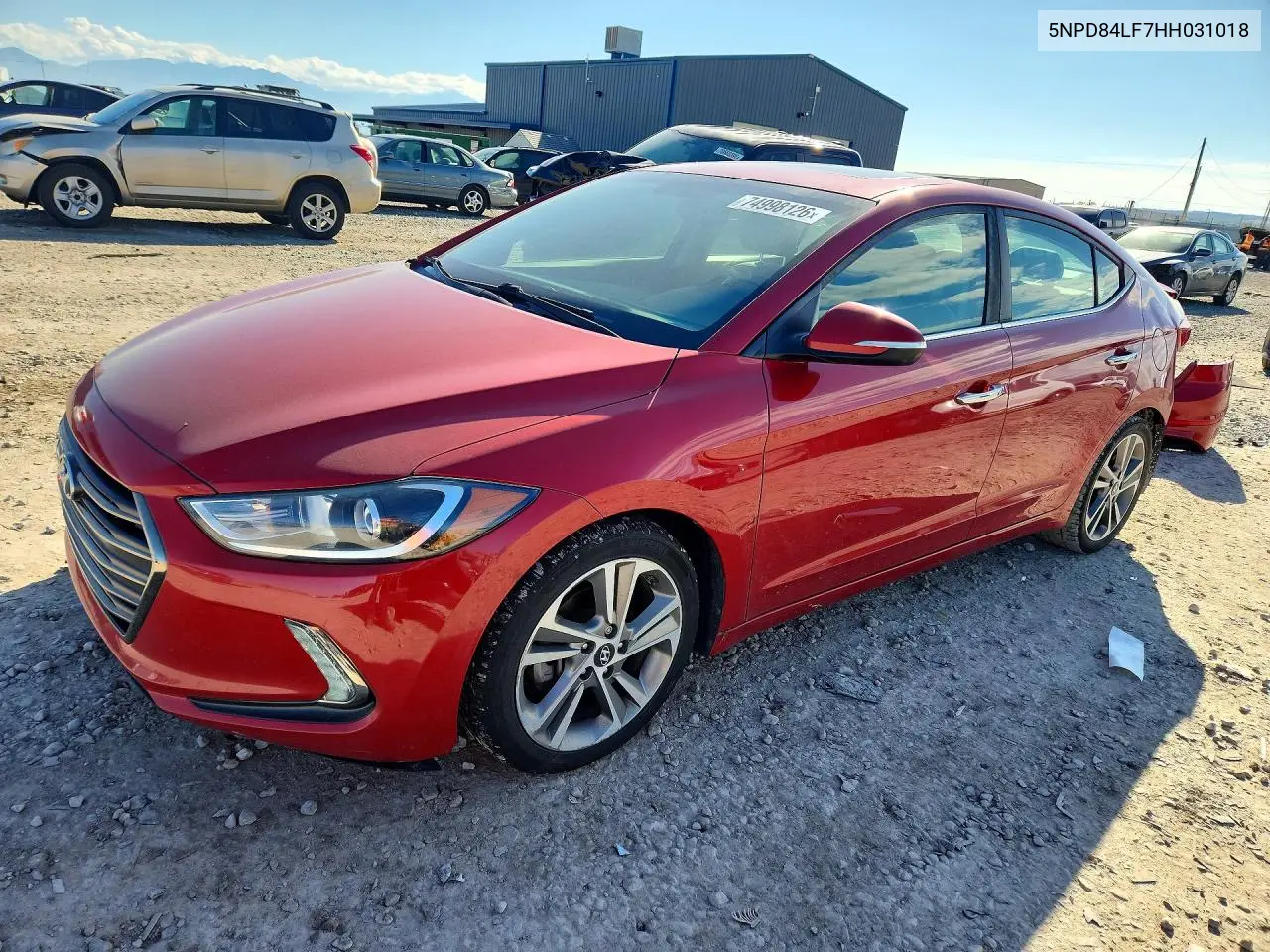 HYUNDAI ELANTRA 2017, VIN 5NPD84LF7HH031018