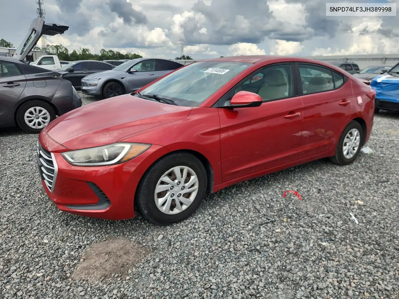 HYUNDAI ELANTRA 2018, VIN 5NPD74LF3JH389998