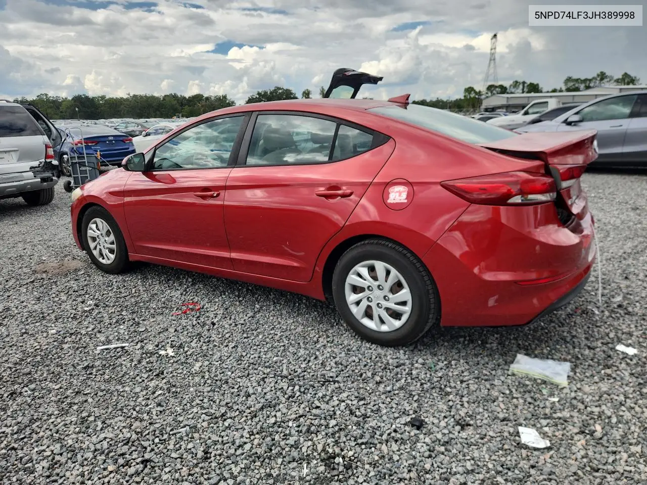 2018 HYUNDAI ELANTRA VIN 5NPD74LF3JH389998 — фото 2